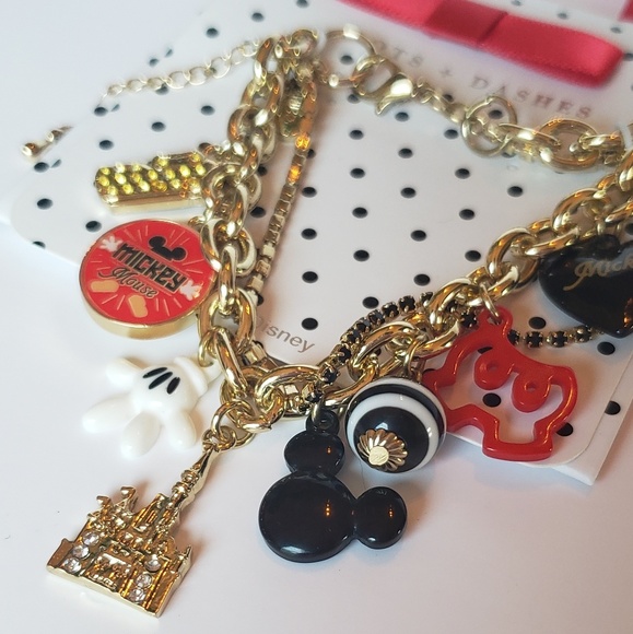 Disney Jewelry - Disney Dots & Dashes Castle Mickey Charm Bracelet